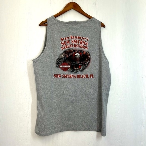 Harley Davidson - New Smyrna Beach HD Bald Eagle Ride To Live Gray Tank Size L - Picture 10 of 11